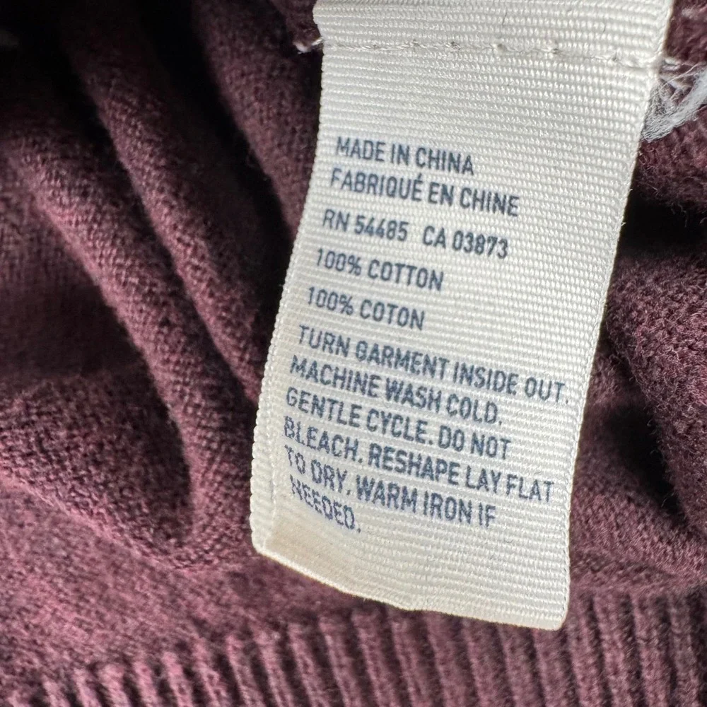 American Eagle V-Neck Sweater Mens Medium Burgundy Classic Fit Cotton Pullover